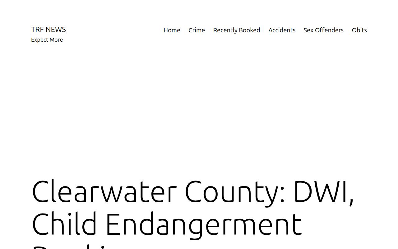 Clearwater County news coverage of a booking-record report
